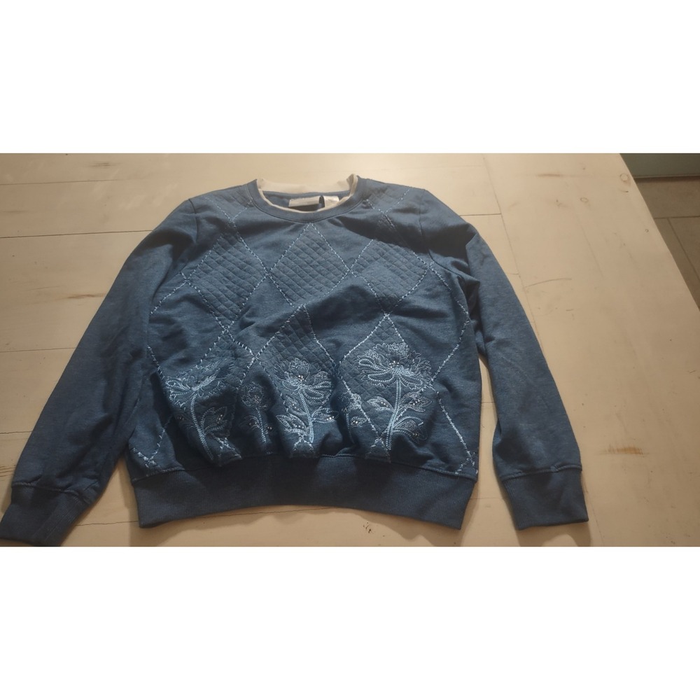 Vintage Alfred‎ Dunner Womens PM embroidered sweater cotton blend Machine Wash